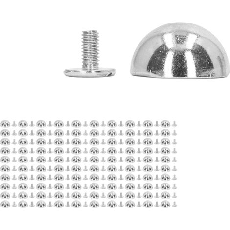 Lot de 100 rivets champignon 12 mm à tête ronde haute dureté pour cuir, idéaux pour décorer vêtements punk, chaussures, sacs et colliers pour animaux (argenté). (1/5)