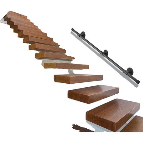 Barandilla de hierro forjado, fácil instalación en pared, para escaleras interiores, 1,5 m, 2 secciones. (1/5)