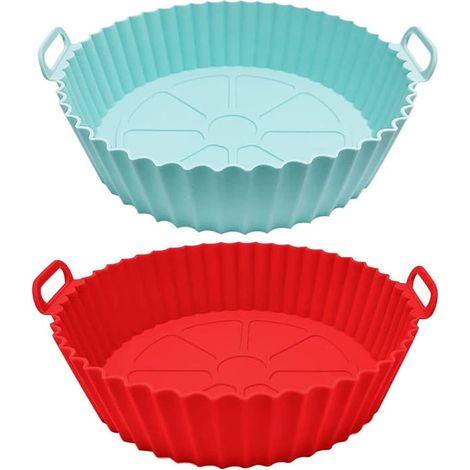 Ecleanfy - Marmite en silicone pour friteuse à air chaud, 2 récipients antiadhésifs réutilisables de 21,5 cm (1/5)