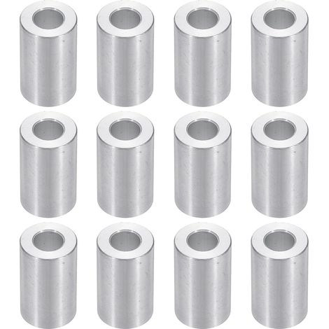 Rondelles en Aluminium M6, 12pcs Entretoise Métallique à Vis Ronde, Rondelle Plate pour Vis Tige Écrous Boulons, Bague d'Écartement en Métal 6.2mm ID x 12mm OD x 20mm Hauteur (1/5)