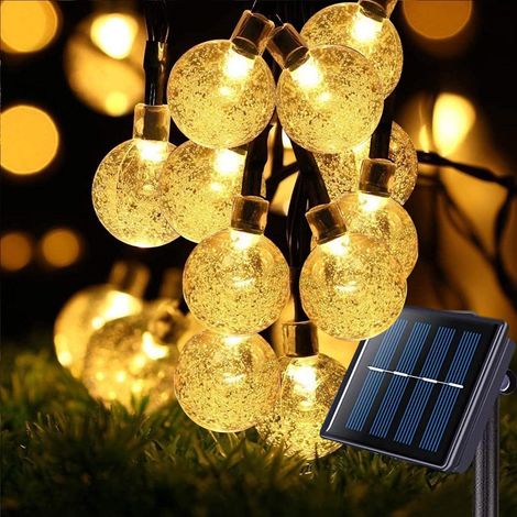 Guirlande Solaire Exterieur, 7m/24 ft 50LEDs Guirlande Lumineuse Exterieure, 8 Modes IP65 Étanche Guirlande Lumineuse Exterieure Solaire pour Jardin, Mariage, Fête, Cour, Décoration (Blanc Chaud)