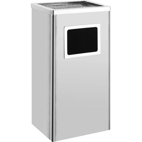 vidaXL Papelera con cenicero 45 L Acero Inoxidable (1/5)