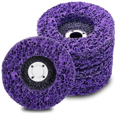 Lot de 5 disques de nettoyage pour meuleuses d'angle, CSD, grossier, diamètre : 125 mm, violet