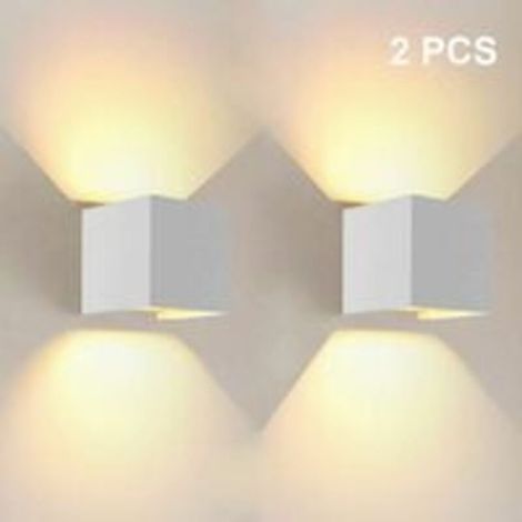 Applique murale LED,LED Applique Murale Interieur Up and Down Lampe Murale Blanc Chaud, Angle de Faisceau Réglable pour Maison,Couloir Salon,Chambre à Coucher - 2 PCS Blanc (1/5)