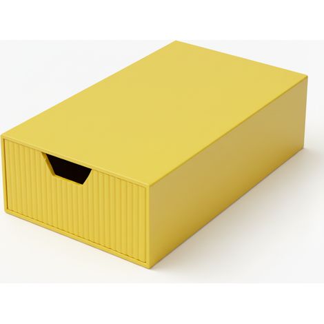 Organizador amarillo con cajón extraíble para joyas y cables. (1/3)