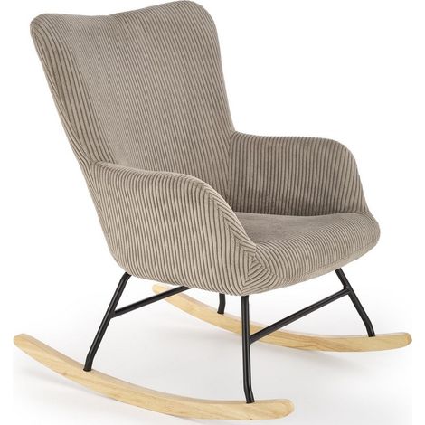 Rocking-Chair confort avec accoudoirs en velours côtelé gris Primrose (1/5)