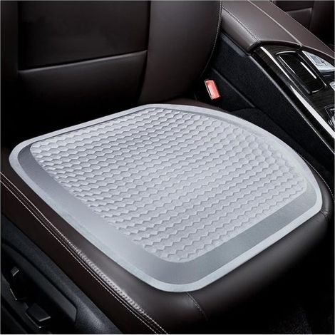 Coussins de siège avant auto, coussins de siège auto en gel, coussins de siège respirants épais à double couche, coussins de siège alvéolés en gel rafraîchissant (gris) (1/5)
