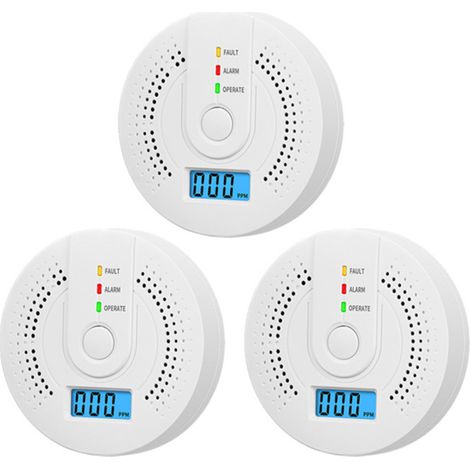 Kombinierte Kohlenmonoxid- und Rauchmelder mit Digitalanzeige, batteriebetrieben (3er-Packung)
