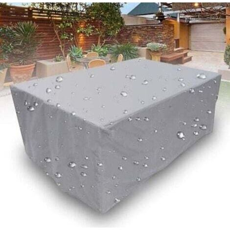 Gartenmöbelabdeckung, rechteckig, 210D Oxford-Gewebe, wasserdicht, schneesicher, UV-beständig, staubdicht, für Gartenmöbel und Terrassentische, silber, 454 x 25 cm (1/4)