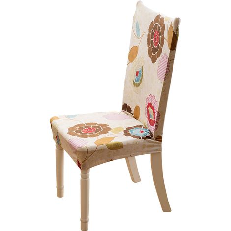 Housse De Chaise Universelle En Tissu Élastique Imprimé Protection Anti-Poussière Pour Salle À Manger Salon - 1 Pièce (1/4)