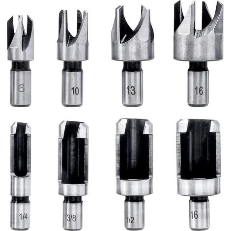 8 Pièces Fraises à Bouchonner Bois Mèche de Bouchon Bois en Acier au Carbone Foret à Griffe Outil de Coupe Wood Plug Cutter Drill Bits 6mm/10mm/13mm/16mm (1/5)