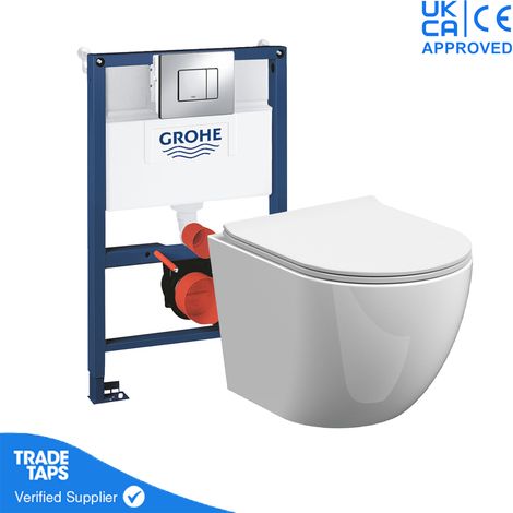 Rimless Wall Hung Toilet Pan Frame GROHE 0.82m Low Height Concealed Cistern WC