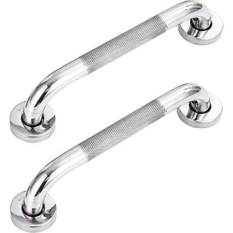 Maniglione di supporto per vasca da bagno in 2 pezzi, antiscivolo, 30 cm, in acciaio inox, da parete, per anziani, disabili, bambini e donne in gravidanza.
