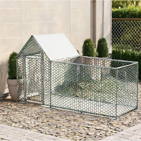 Enclos à volailles en métal 3 x 1 x 1,5 m avec toit PE (1/5)