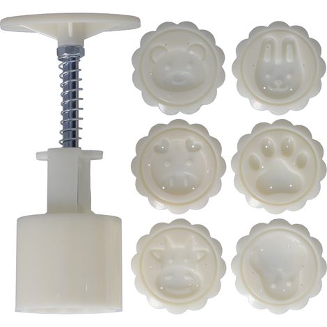 Moule à gâteau de lune à pression manuelle de 50 g, outil de cuisson DIY avec 6 tampons ronds pour desserts (1/4)