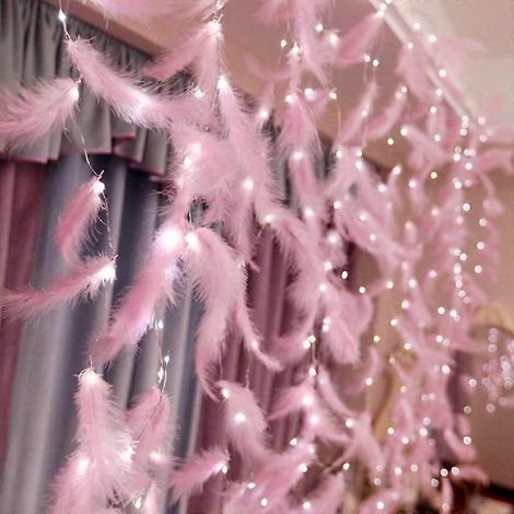 Guirlande lumineuse LED en forme de rose et plumes avec télécommande USB, décoration murale romantique pour mariage, anniversaire, chambre ou intérieur. (1/5)