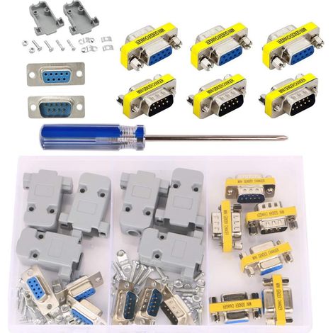 6 Connecteur DB9,Adaptateur RS232 Mâle Femelle,Coque Plastique,Kits Souder,Électronique (1/5)