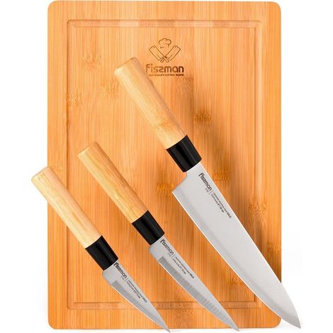 Set di coltelli Fissman con tagliere, 4 pezzi, set universale