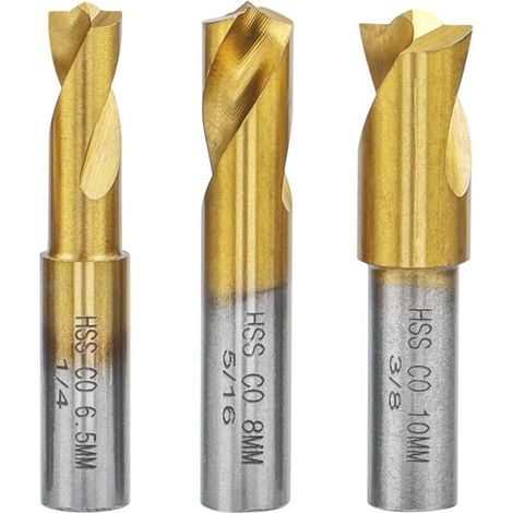 Lot de 3 Forets à Souder - Fraise à Dépointer HSS CO Titane pour Enlever Joints de Soudure en Tôle (6.5mm/8mm/10mm)