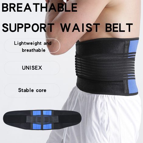 5XL [Convient pour un tour de taille de 135 à 145 cm] Ceinture lombaire unisexe noire et bleue avec dossier (1/5)