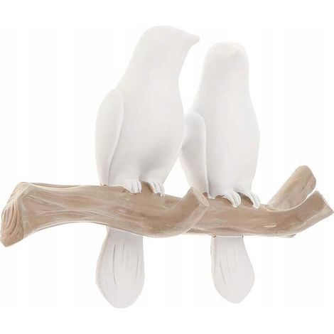 Patère Design Oiseau sur Arbre, Patère Porte Clés Murale d'Entrée, Patère Décorative 2 Oiseaux (1/5)