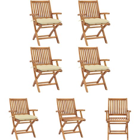 Gartenstühle mit Kissen - vidaXL Klappbare Gartenstühle mit Kissen 4 Stk. Massivholz Teak - Teakholz Gartenmöbel (1/5)