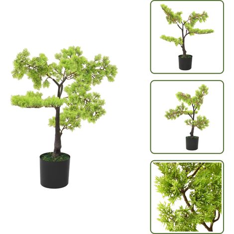 Verde - vidaXL Bonsai di Cipresso Artificiale con Vaso 60 cm Verde - Bonsai cipresso