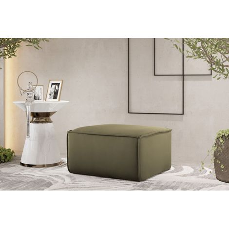 Polsterhocker Designerhocker CELES PREMIUM 65x65 cm Stoff Opera Velvet Olivgrün (1/3)