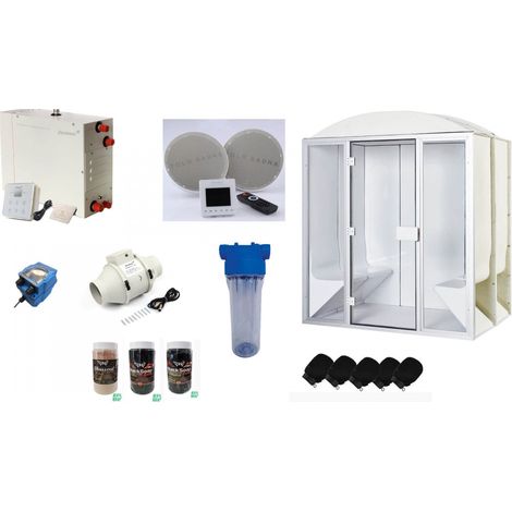 Sala steam de 4 plazas PRO completo 190 x 130 x 225 cm en acrílico - puerta y ventanas listas para montar desineo (1/5)