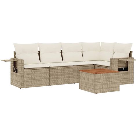 Set Divano da Giardino 6 pz con Cuscini Beige in Polyrattan vidaXL (1/5)