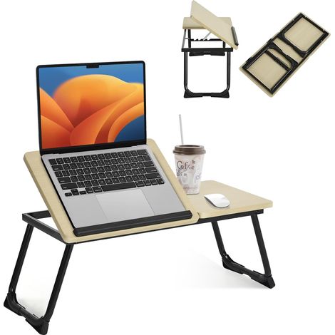 Table de lit Support d'ordinateur Pliable Noir (1/5)