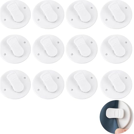 Clips Rideau Douche Autocollants 12 Pièces, Fixation Rideau Douche Anti Éclaboussures, Pince à Rideaux sans Perçage pour Salle de Bain, Verre, Carrelage, Métal (1/5)