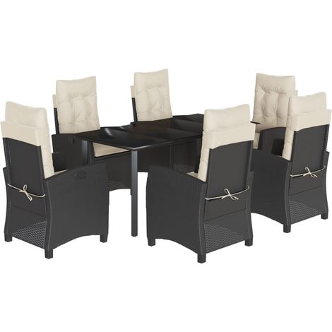 Maison Exclusive - Set da Pranzo da Giardino 7 pz Nero con Cuscini in Polyrattan (1/5)