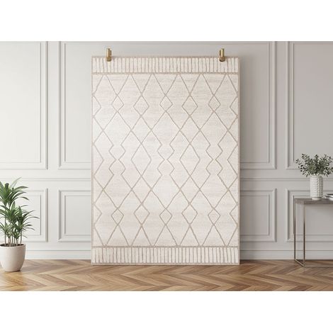 BOBOCHIC - Tapis poil ras AGOSTO motif abstrait 120x170 Beige (1/5)