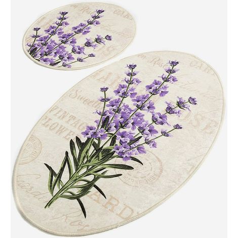 Badezimmerteppich Set 2-teilig rutschfest Lavender (1/4)