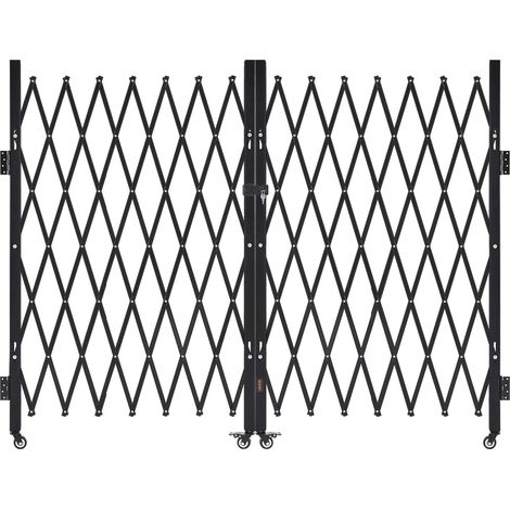 VEVOR Cancello di Sicurezza Pieghevole Doppio 3300 x 1605 mm Cancello a Forbice Bloccabile in Acciaio per Esterni, con Ruote Girevoli a 360° per Sicurezza di Ingressi, Garage, Magazzini e Piscine