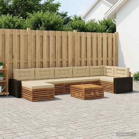 vidaXL Outdoor-Sofagarnitur mit Kissen 8 pcs Natur und Beige (1/5)