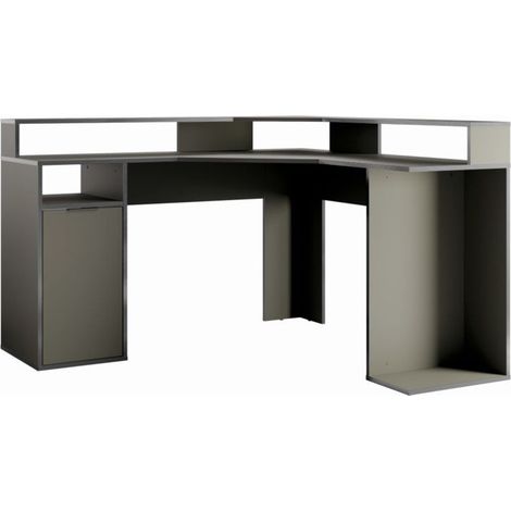 Scrivania ad Angolo 1 Porta GRAPHIX - 139 cm - Grigio Grafite - Collezione GRAPHIX