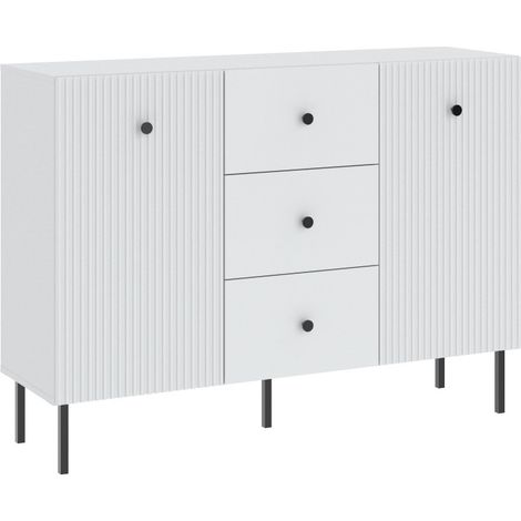 BUFFET BAS VIENA 2 Portes - 3 Tiroirs Blanc - Noir