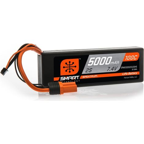 Spektrum Accessories 7.4V 5000mAh 2S 100C Smart Hardcase LiPo Battery: IC5