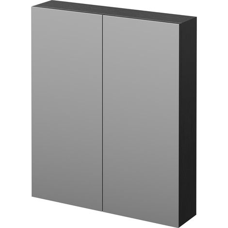 Napoli Nero Oak 600mm Wall Mounted Mirrored Cabinet (1/5)