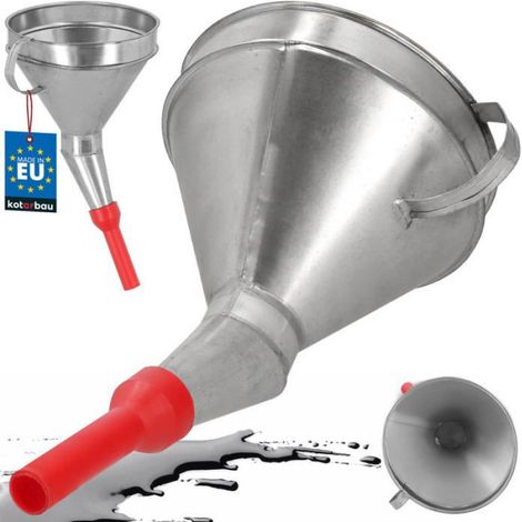 Entonnoir Métal Galvanisé - Embout Plastique - Filtre Intégré - Bord Haut Anti-Déversement - 17 cm - 1 Pièce (1/5)