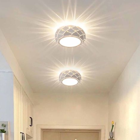 Lampadario moderno monoblocco a semi-soffitto in cristallo, mini plafoniera per interni, adatta per bagni, corridoi, ingressi, verande e armadi. (1/5)