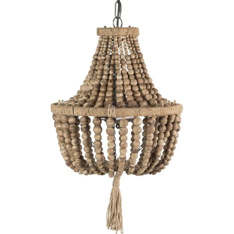 Lampara Techo Cadena Bolas Natural Yute 37X37X53Cm