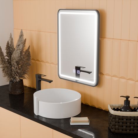 Miroir LED Rectangulaire 45x60 Desembuage Cadre Noir (1/4)