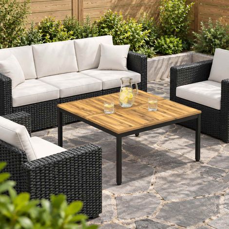 vidaXL Coffee Table Whitewash and Black 98 x 100.5 x 45 cm (1/5)