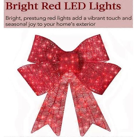 Décoration de nœud de Noël XL pré-illuminée, grand nœud de Noël LED pour extérieur, décoration de jardin pour les fêtes, grand nœud rouge illuminé[NX] (1/3)