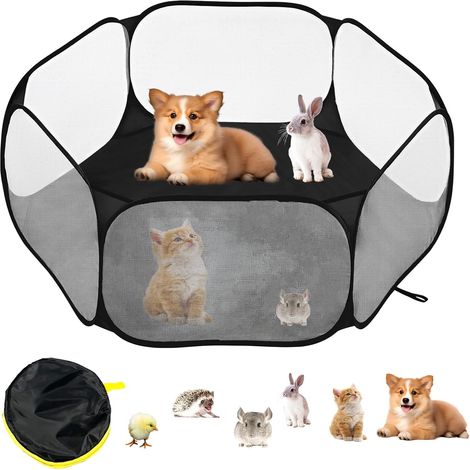 1 Parc Pour Chaton, Conception Pliable, Tissu Polyester Respirant, Enclos Léger 310g, Intérieur Et Extérieur