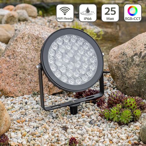 MiBoxer 25W 230V RGB+CCT LED Gartenstrahler WiFi Gartenleuchte mit Erdspieß FUTC05 (1/5)