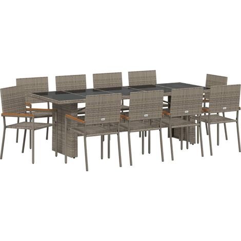 Maison Exclusive - Garten Essgruppe 11 pcs Grau Poly-Rattan